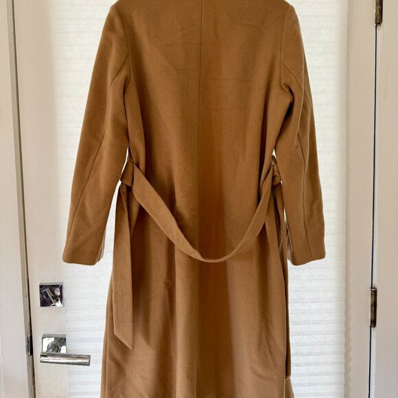 Reformation Barton Belted Wrap Wool Trench Coat Camel Tan - Picture 4 of 10